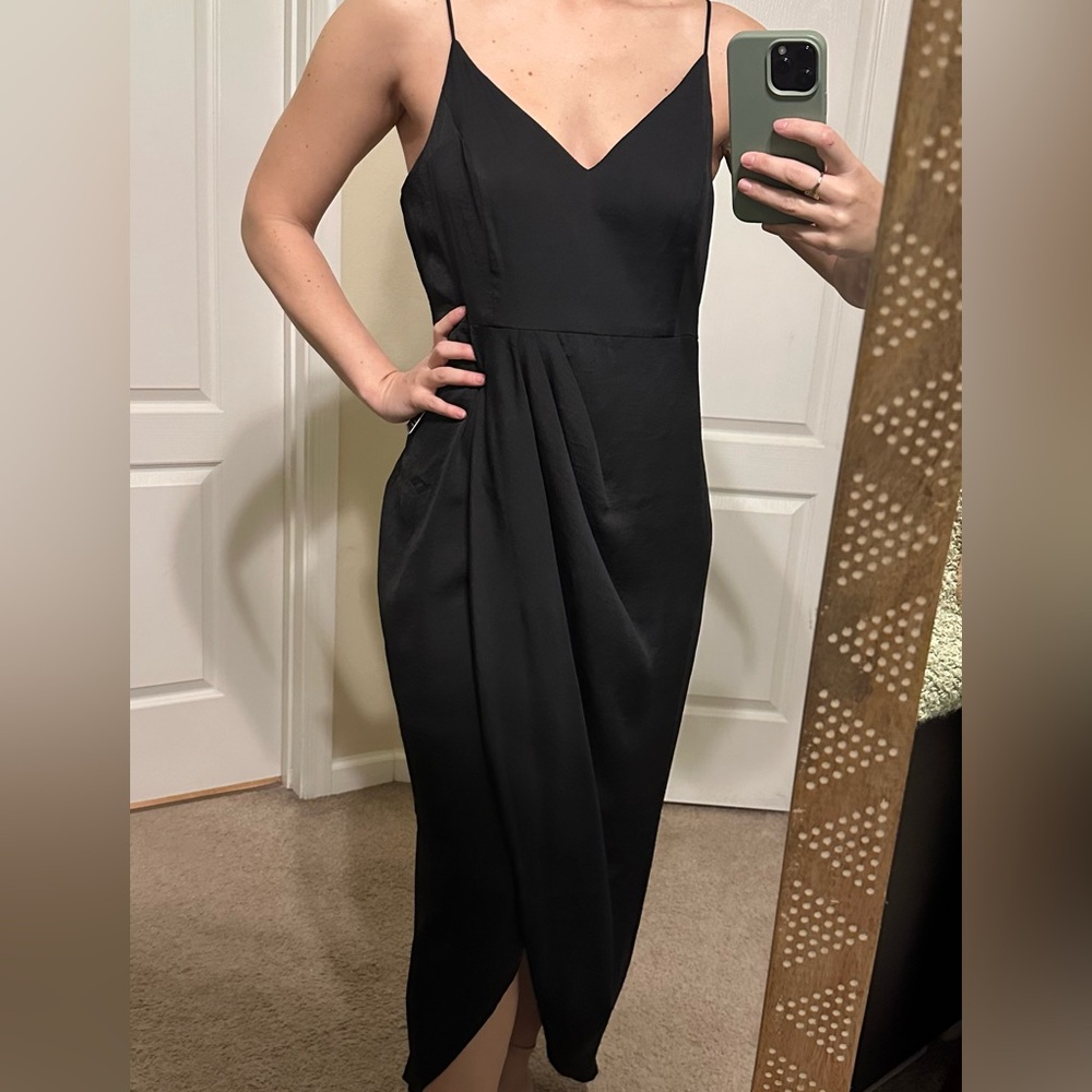 Express Faux Wrap Petal Silk Strap Dress, L, NWT